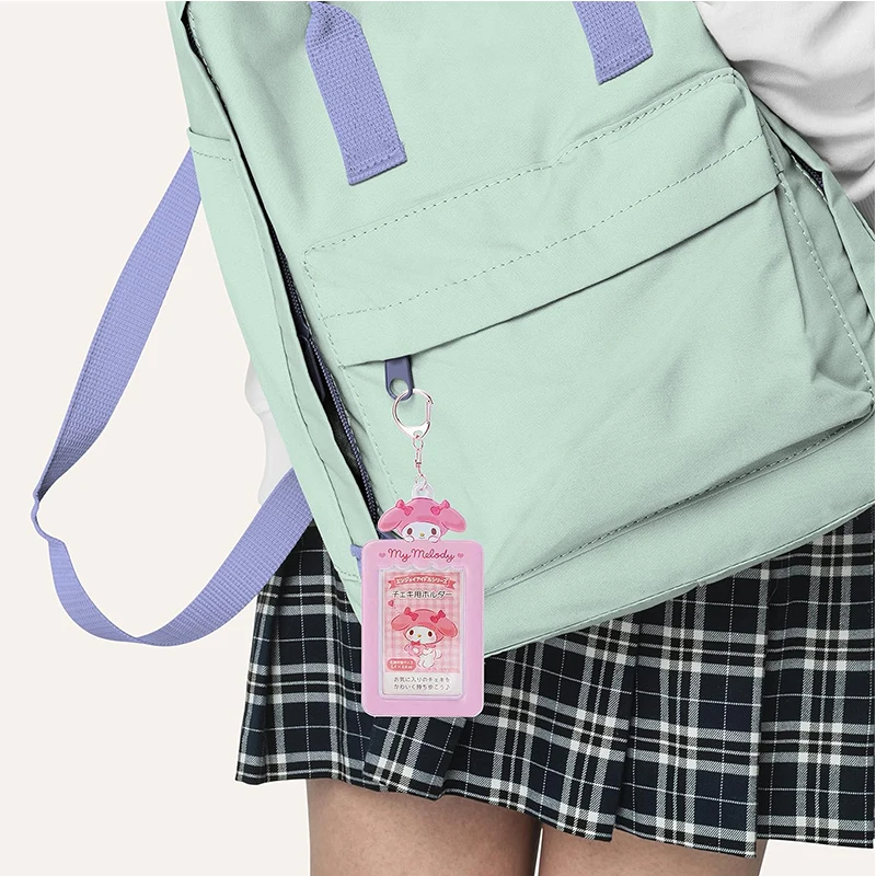 سانريو حامل بطاقة كورومي Kpop نمط مرحبا كيتي سينامورول بلدي ميلودي صور بطاقات حقيبة سلسلة مفاتيح Kawaii قلادة طالب هدية