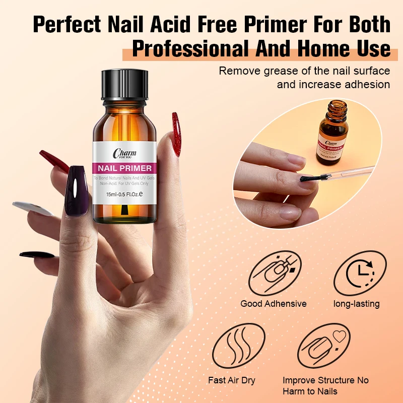 Natural Nail Prep Dehydrator and Nail Acid-Free Primer Set, Fast Air Dry For Gel Polish Base Cleaning Agents UV Gel Polish ﻿