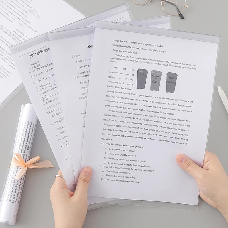 5 قطعة شفافة A4 مجلد ملفات مجموعة طوي الأفقي/الرأسي A4 مجلد ملفات