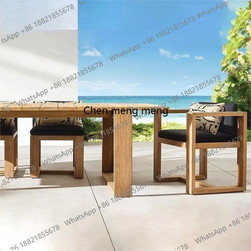 Outdoor Hotel Villa Patio Garden Linear Outdoor Furniture Dining Table and Chair Set