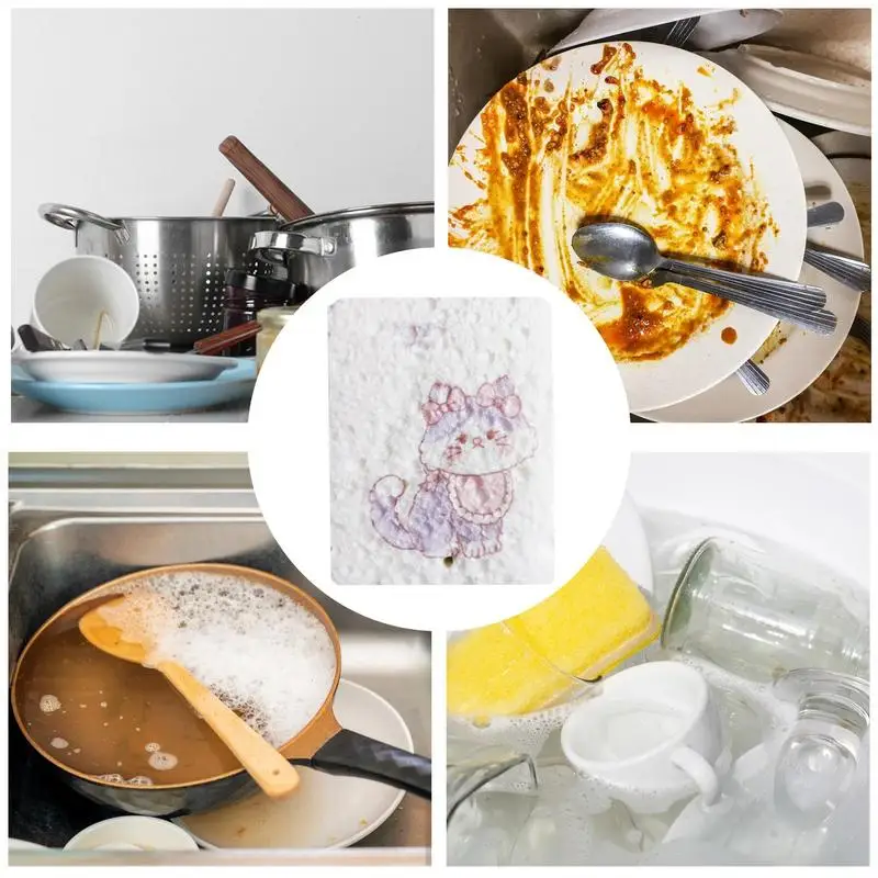 Мультяшные сжатые губки, милые губки для мытья посуды, многоразовые многофункциональные чистящие губки, кухонные аксессуары