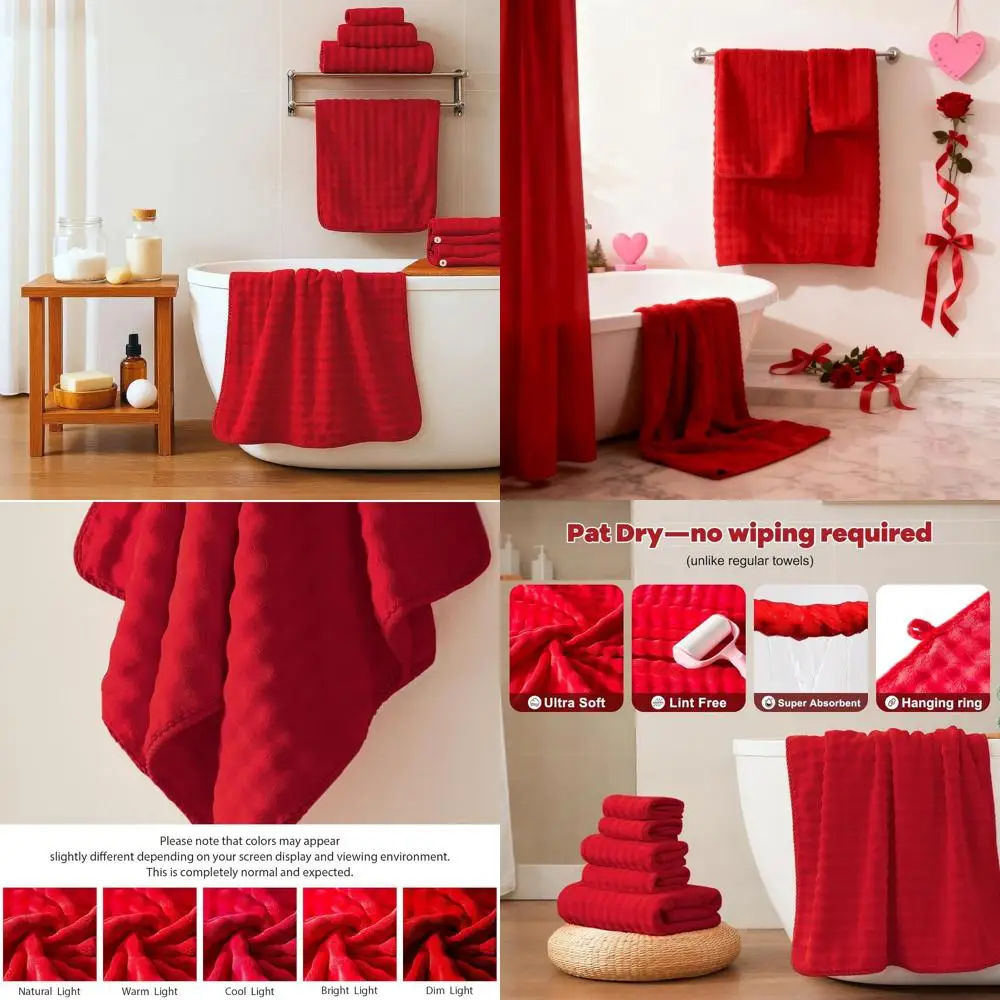 

Набор из 8 красных полотенец из микрофибры для ванной: 2 банных полотенца, 2 полотенца для волос, 2 полотенца для рук, 2 салфетки для умывания - толстые, впитывающие, быстросохнущие.