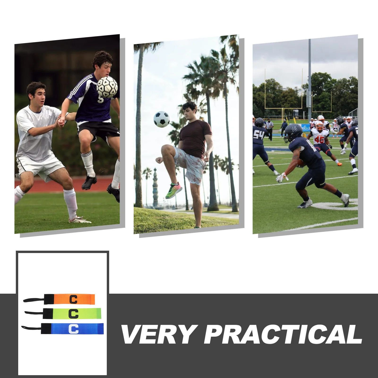 

3Pcs Soccer Captain Armband Durable Elastic Fiber Polyester Bright Colors Exquisite Workmanship Adjustable for Adults Team