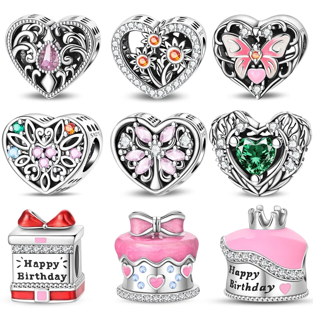 Heart-Shaped Sun-facing Beads Silver Colors for Charms Silver Colors Original Bracelet for Jewelry Making