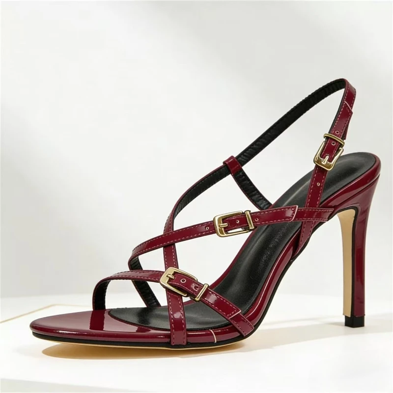 Belt Buckle Elegant High Heels Women Narrow Band Open-toe Concise Party Shoe Summer 2026 Fashion Thin Heels Office Women Sandals view 6