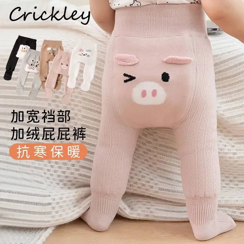 

Winter Cartoon Children Pantyhose Pig Dog Cat Penguin Baby Boys Girls Tights Fleece Thick Warm Soft Toddler Kids Socks