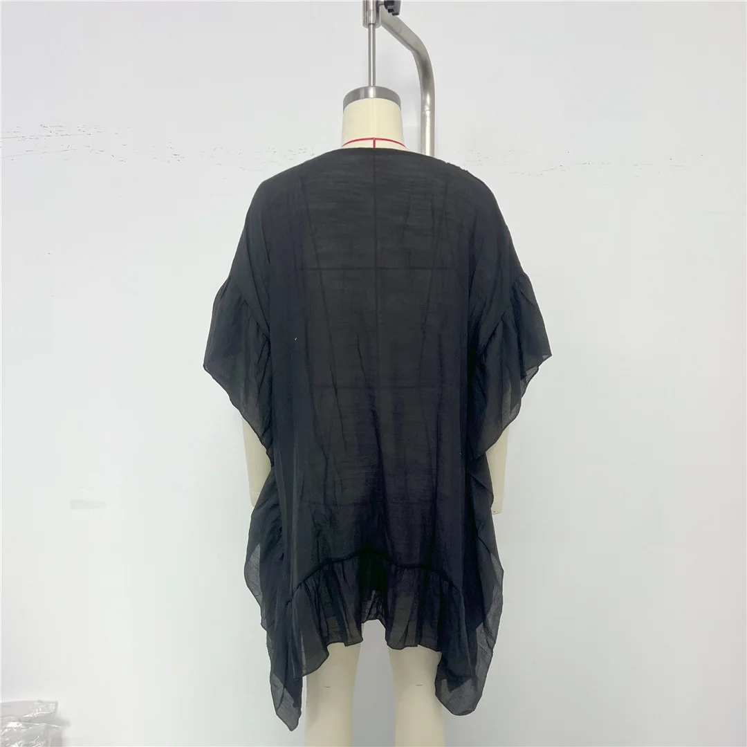 Halbarm-Tunika mit Ausschnitten und Rundhalsausschnitt, gehäkelt, als Strandkleid oder Strandüberwurf, Strandmode, Damen, K8576 – Detail 11