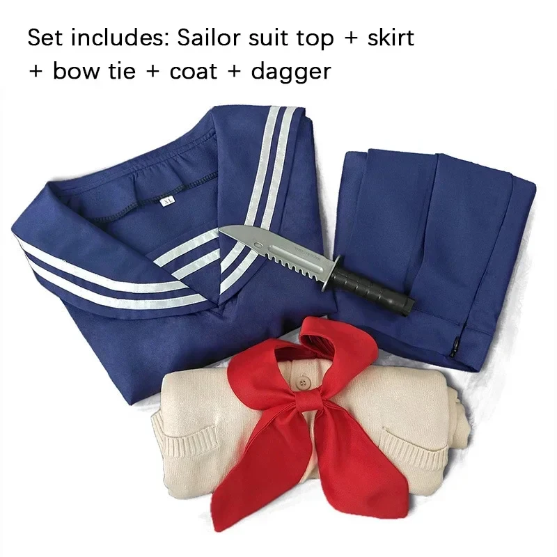 

xiaoxiao Anime My Hero Academia Cross My Body Himiko Toga Cosplay Costumes Knitted Coat Sailor Suit Skirt Jk Uniform Halloween C