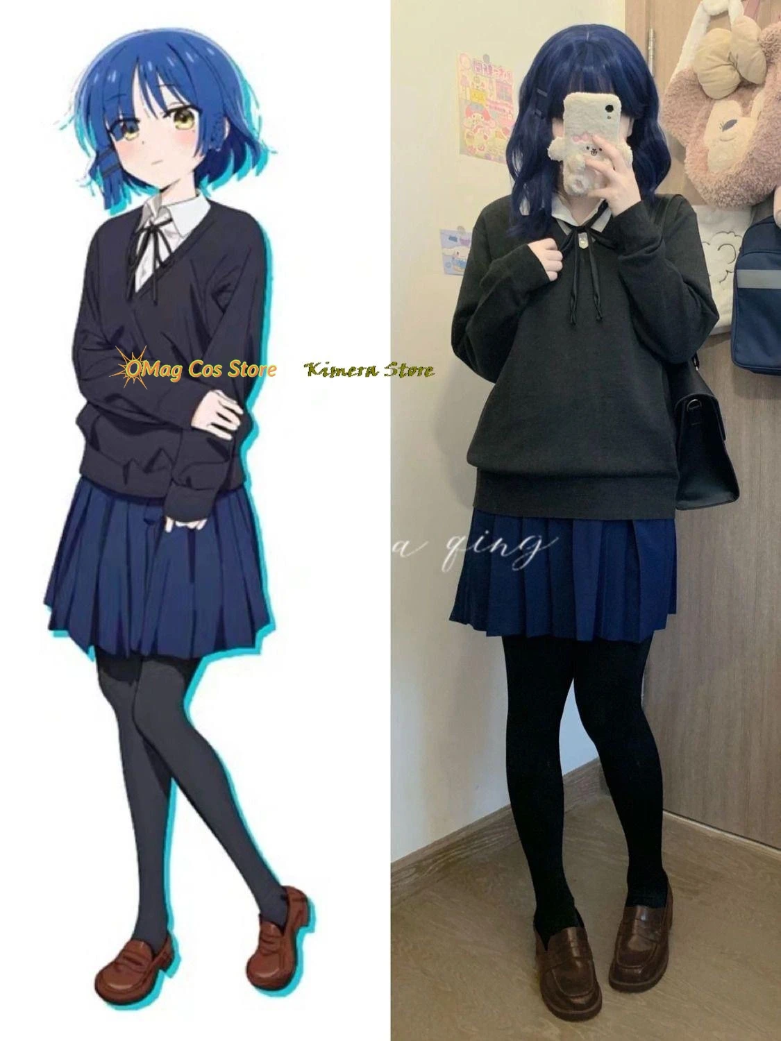 

Костюмы на Хэллоуин Yamada Ryo Косплей Аниме Bocchi The Rock Ryo Yamada Косплей Юбки Рубашка Синяя Одежда для Взрослых