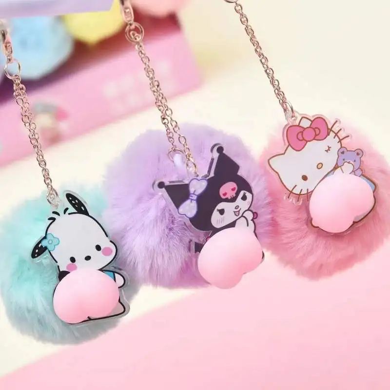 Imagem -03 - Sanrio-kuromi Melody Cartoon Plush Pingente Caneta Gel Estudantes Papelaria Bonito Escola Signature Pen Atacado 12 24 Pcs