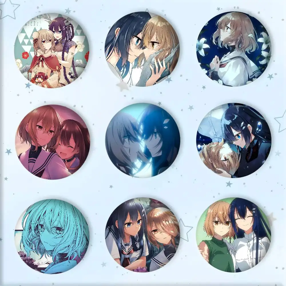 Japanese Anime This M-Monster Wants to Eat Me Badge Round Art Brooch Clothes Backpack Accessories Lapelnd Laserh