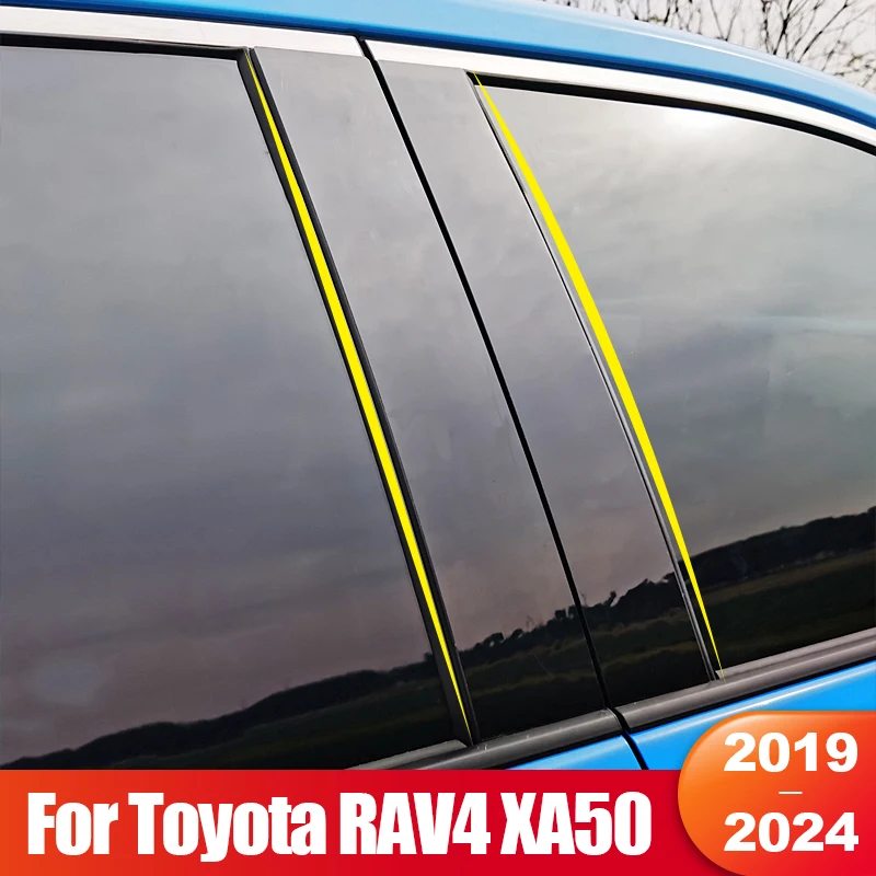 

For Toyota RAV4 XA50 2019 2020 2021 2022 2023 2024 Hybrid Car Door Window B/C Pillar Post Trim Cover PC Stickers Accessories