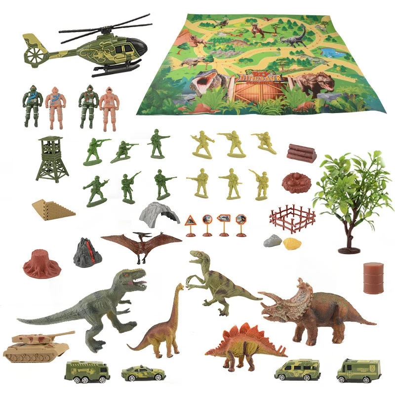 Dinosaur Toys Dinosaur Figures Children's Simulation Dinosaur Toy Set Non-Woven Dinosaur World Carpet Scene Model