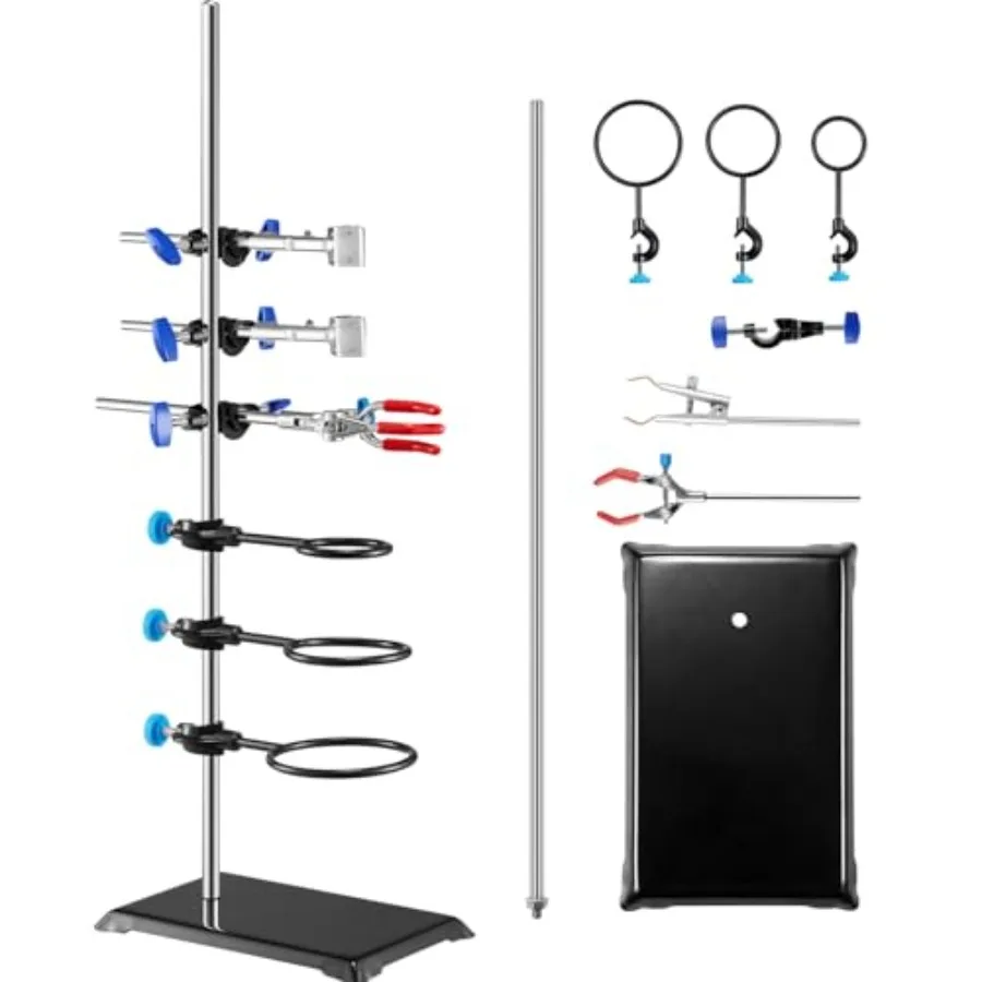 

Лабораторная подставка Набор лабораторных подставок для реторт Стальная лабораторная подставка Стержень 23,6 и чугунное основание 8,3 x 5,7 включает в себя колбу-молюск