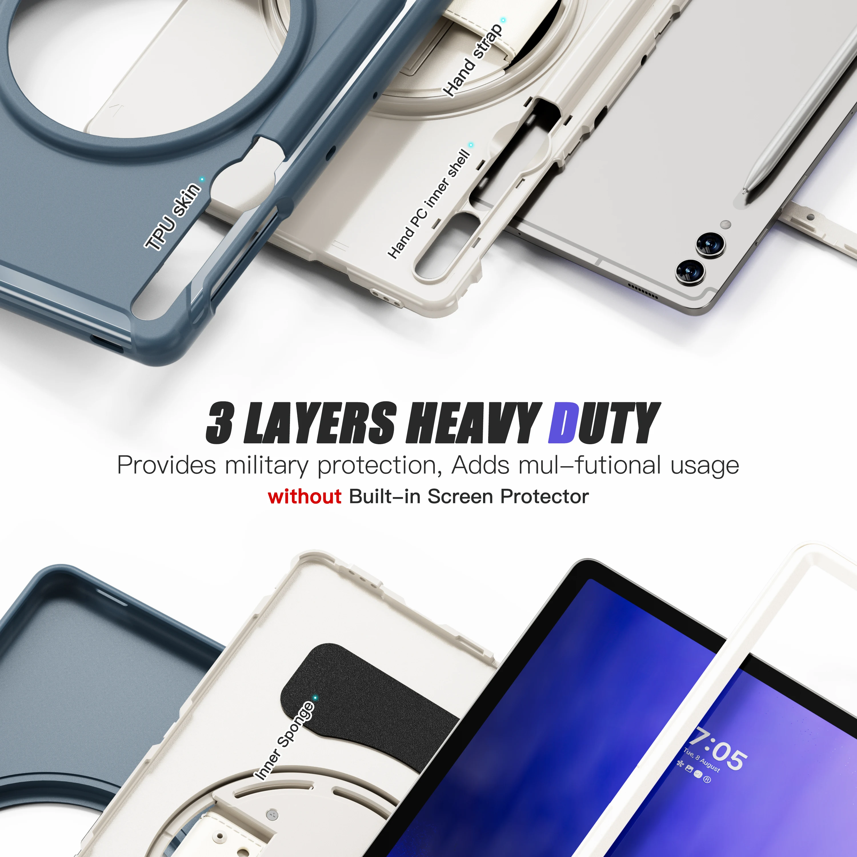 Case Universal For Galaxy Tab S10 S9 S8 S7 FE Plus SM-X820 826 X610 616 X810 816 X800 806 T730 T735 T970 T975 12.4