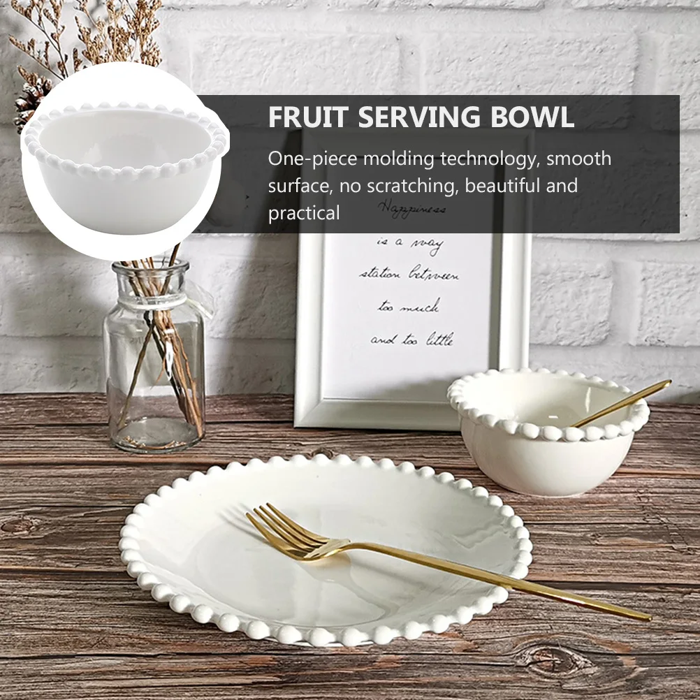 

Pearl Ceramic Food Serving Bowl Three-Dimensional Smooth Surface for Dessert Salad Fruit Snacks Kitchen Tableware