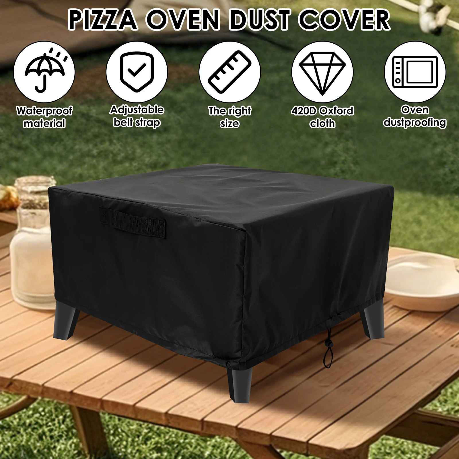 420D Pizza Oven Cover Oxford Cloth Outdoor Waterproof Protective For Cozze 90347 Gas Pizza Oven with Adjustable Buckle Strap