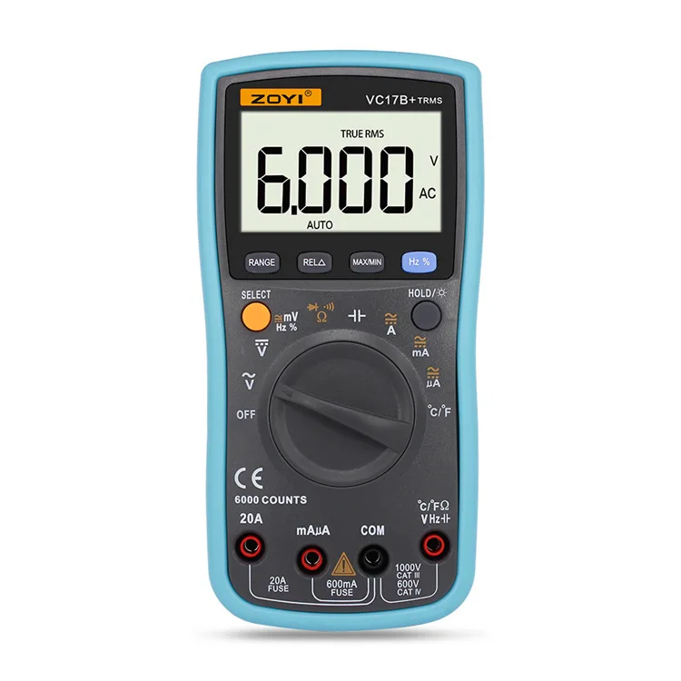 Além Disso Multímetro Digital 6000 Contagens Multímetro Transistor Profissional Tester Capacitor Tester Lcd Zoyi-vc17b