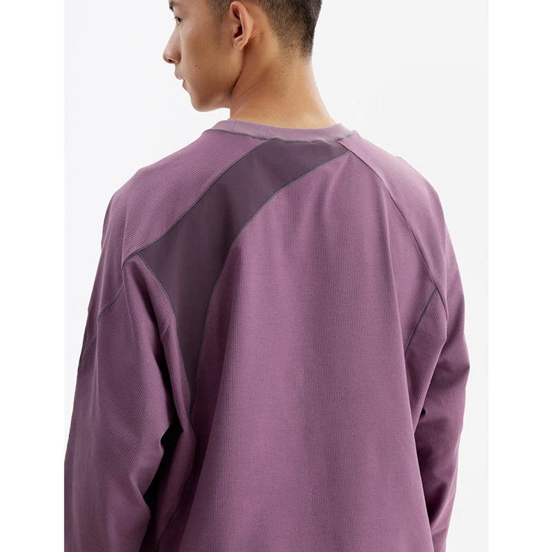 Men's Outdoor Quick-Dry Long Sleeve T-Shirt – Antibacterial Honeycomb Texture Athletic Top with Irregular Seams for Hiking & Gym