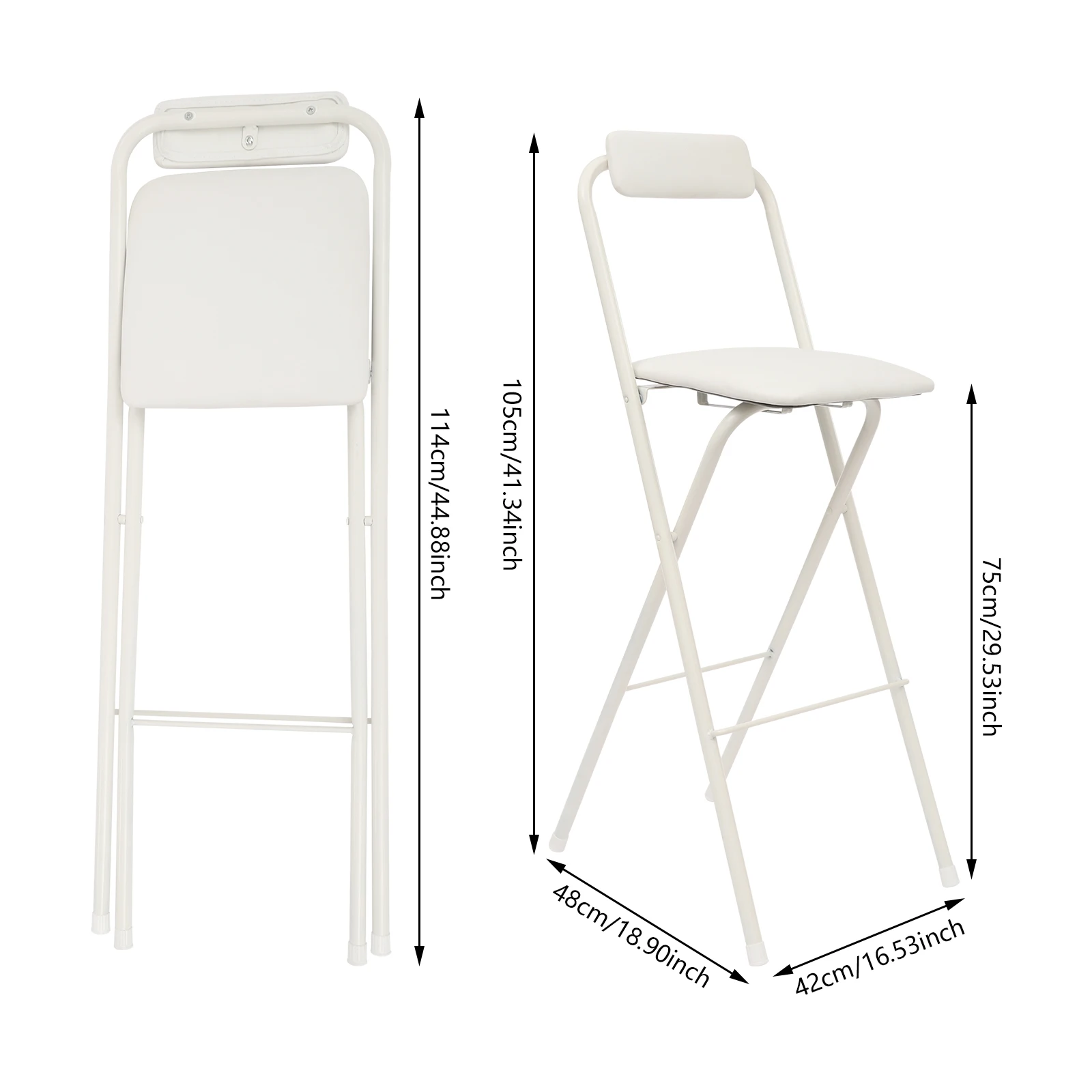 

2PCS Foldable Bar Chair, 75cm/29.53in Tall Folding Chair, Portable Folding Stool for Offices, Bars, Dining Halls, Cafes