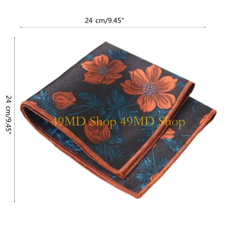 49MD 24x24cm Colorful Floral Pattern Handkerchief for Groom Wedding Handkerchief