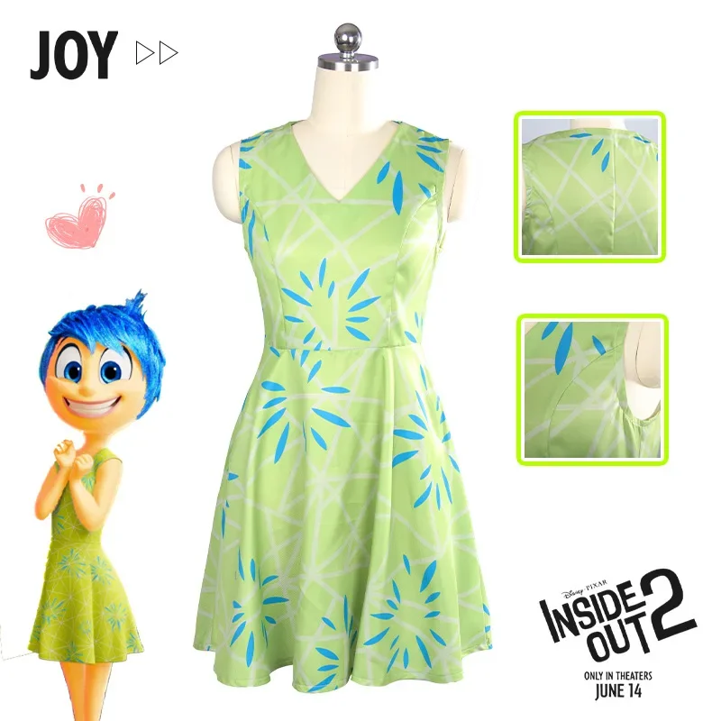 Inside Out Disgust Joy Cosplay Costume Women Dress Uniform Suit Halloween Carnival Party Role Play Full Set for Adult Kids Cos