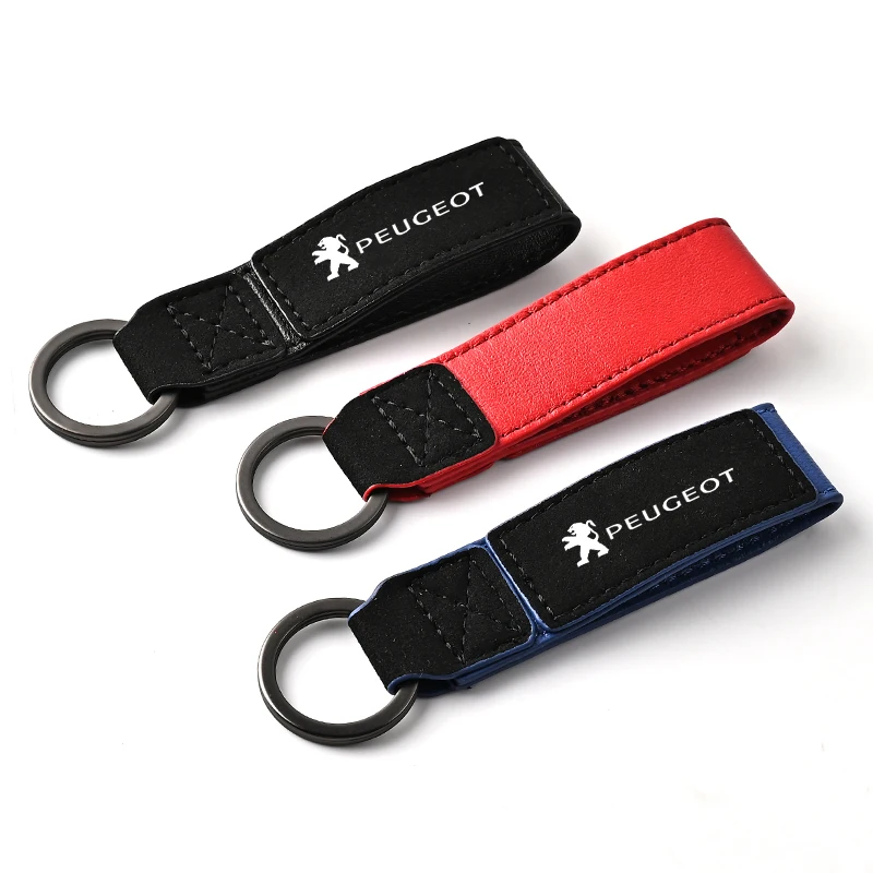 Suede Car Keychain Key Ring Pendant Buckle Gifts For Peugeot 408 4008 308 3008 Rifter 5008 508 2008 208 RCZ 407 108 Accessories
