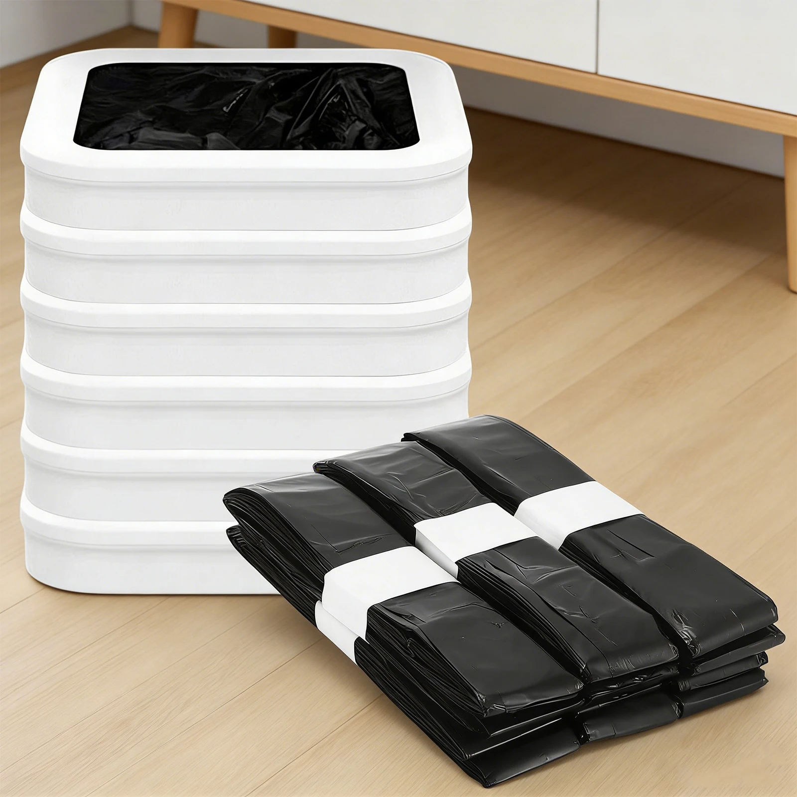 

6 Pack Trash Bag Refill Rings for Self Sealing Smart Trash Can Supports Approximately 180 Uses for T1/T1S/T Air