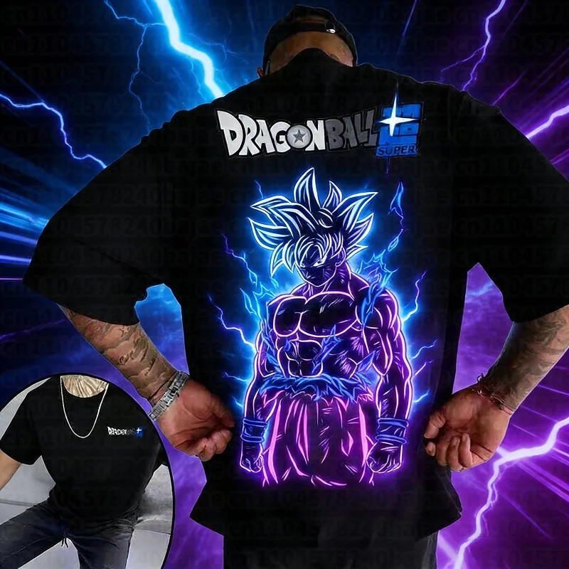 2026 Sommer Dragon Ball 100% Baumwolle Bedrucktes T-Shirt für Herren – Neu, Anime-Motiv, Bequem und Atmungsaktiv, Übergröße, Lässig, Locker