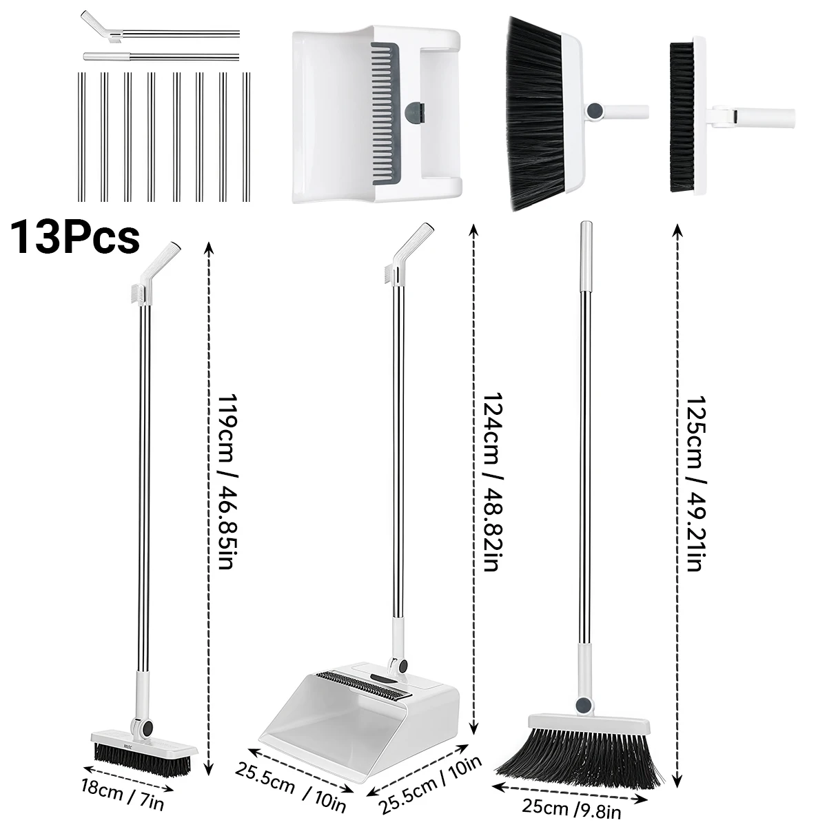 Foldable Broom And Dustpan Combination 3in1 Set Brush Long-handled Broom And Dustpan For Home Office School Dorm
