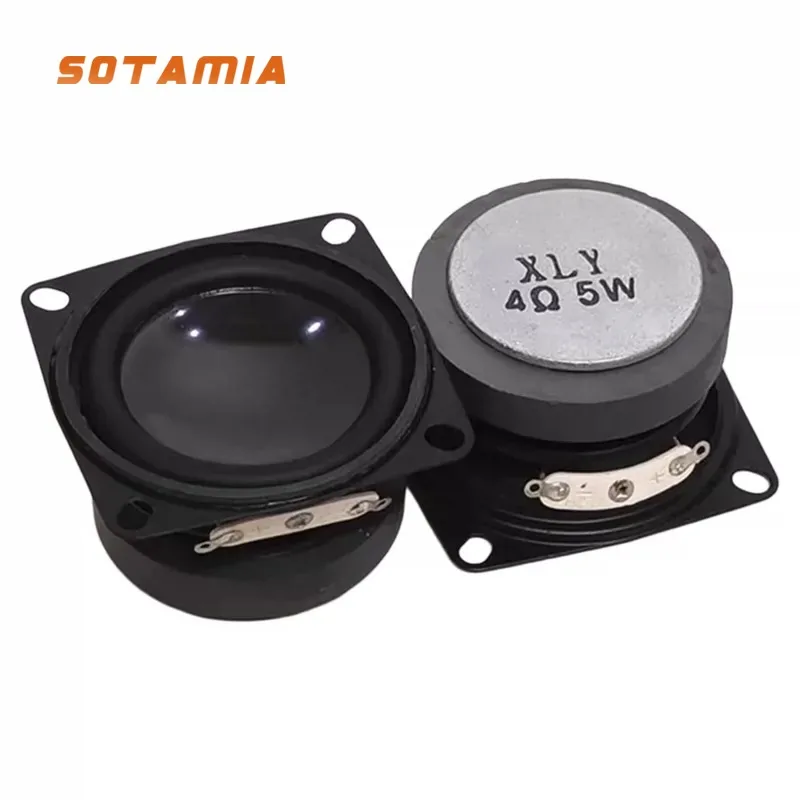 SOTAMIA 2Pcs 2 Inch 52mm Portable Full Range Speaker 4 Ohm 10W 5W Black Pot Bottom Basin Multimedia Speaker DIY Audio Subwoofer