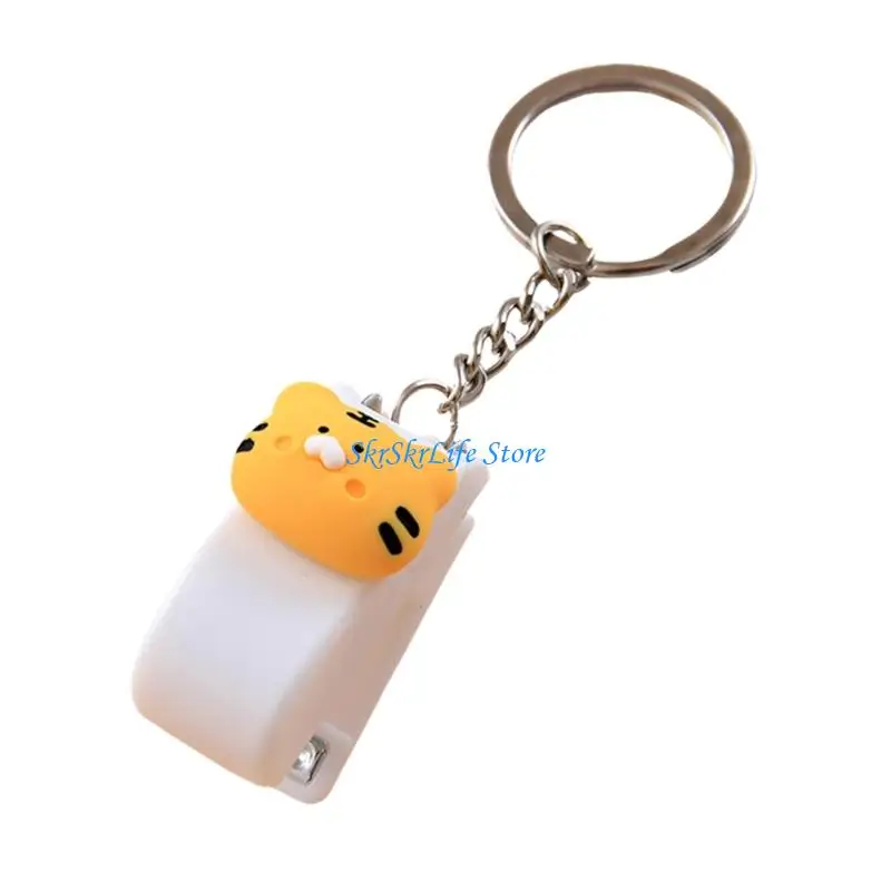 E65E Pocket Sized Stapler Keychain 20 Sheets Capacity Portable Tiny Cartoon Stapler