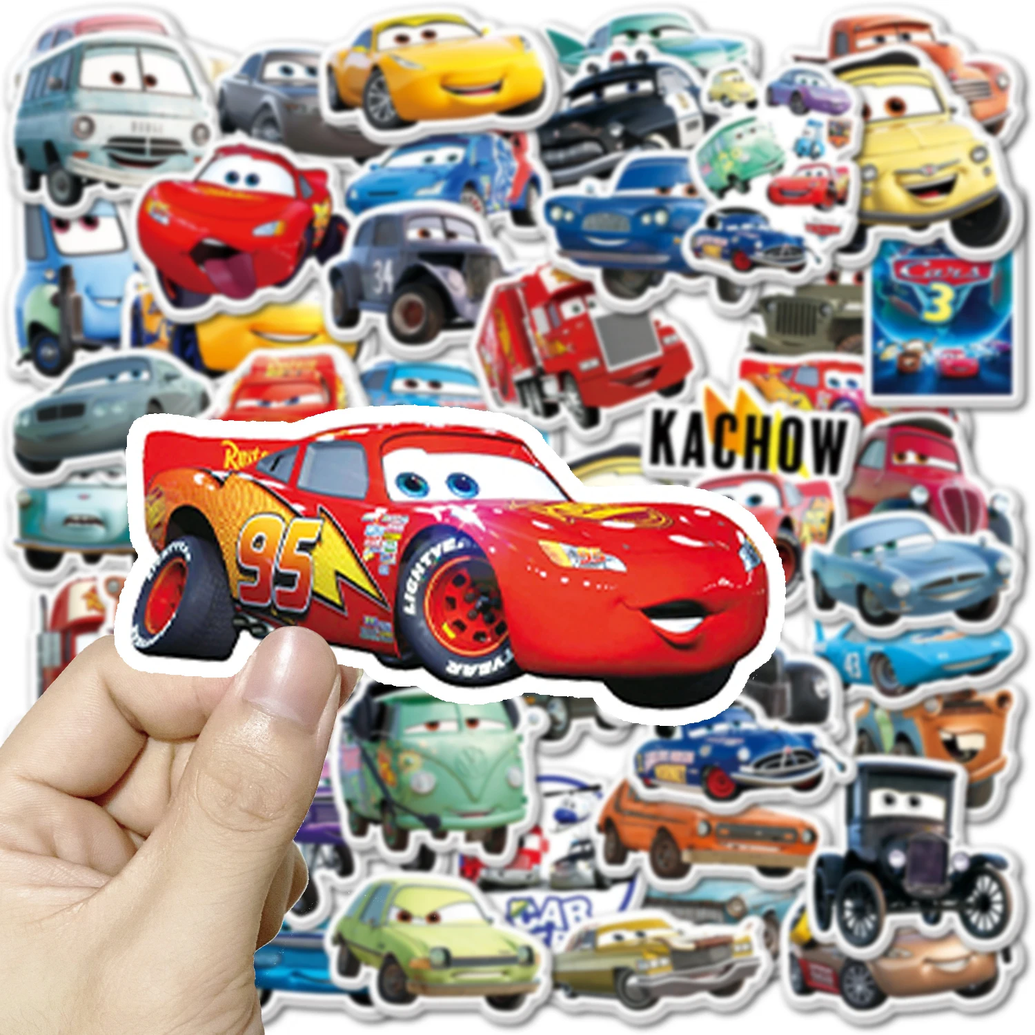 10/50Pcs Cartoon Moive Cars Stickers Disney Lightning Mcqueen Decal Laptop Graffiti Fridge Bicycle Guitar Anime Stickers Kid Toy