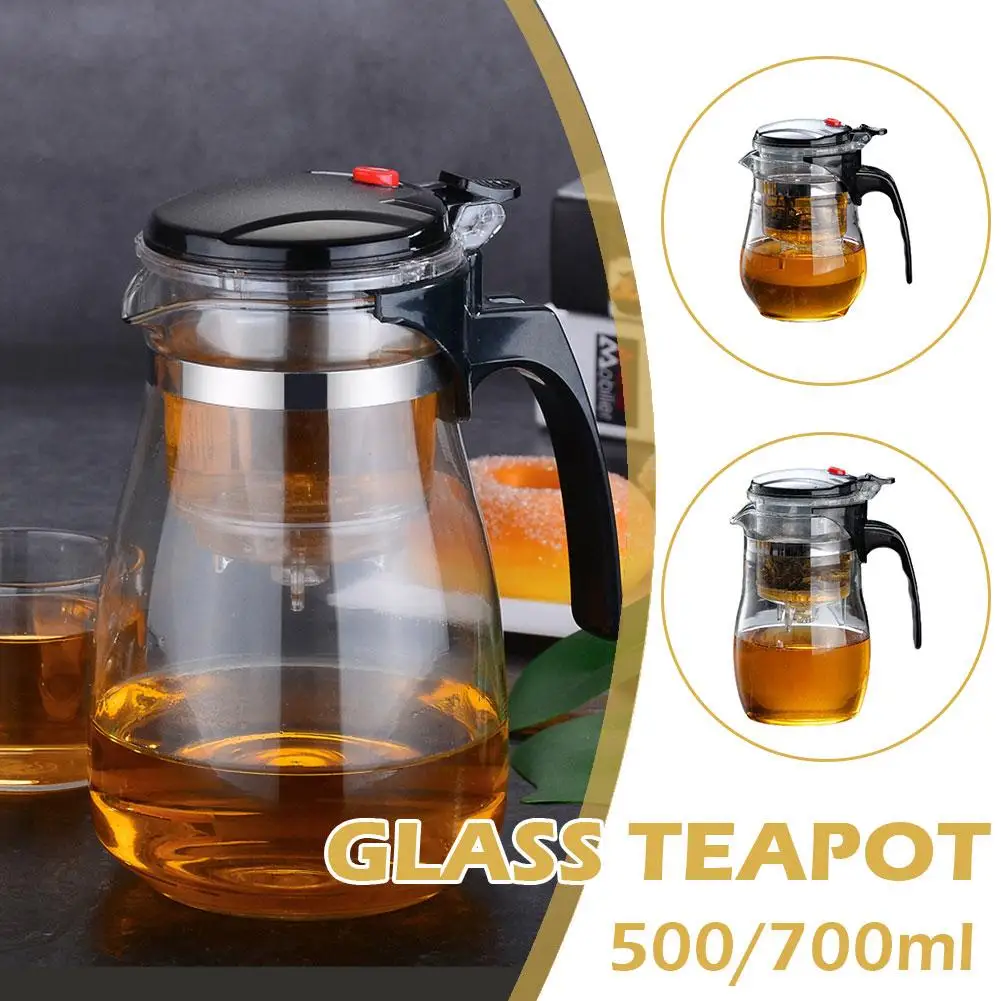 High-end Glass Tea Pot Heat-resistant Teapot Cups Set Drum Shaped Household Office Drinking Tea Accessory With Tea Strainer