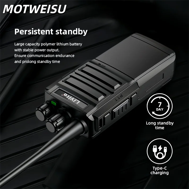 10W High Power Walkie Talkie Rechargeable Long Range Two Way Radio VOX Handsfree Portable UHF for Camping Hiking Hunting Outdoor
