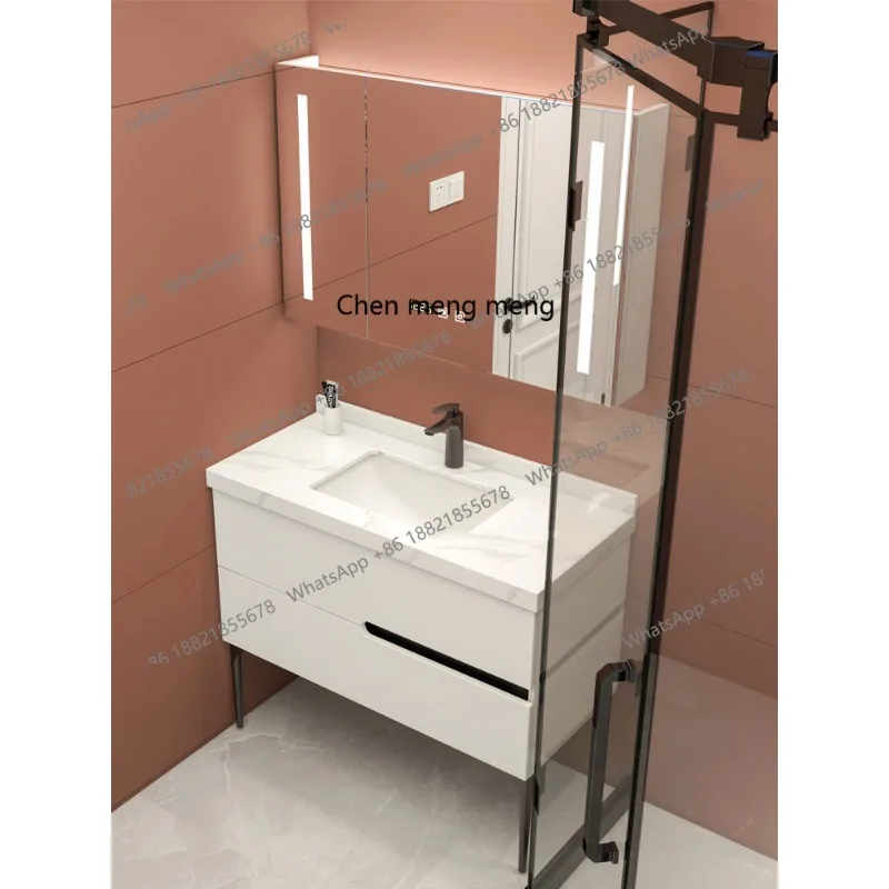 

Bathroom Vanity Floor Type Standing Set Light Luxury With Sink Cabinet Smart Modern Nordic Hand Wash Basin Mirror Combination