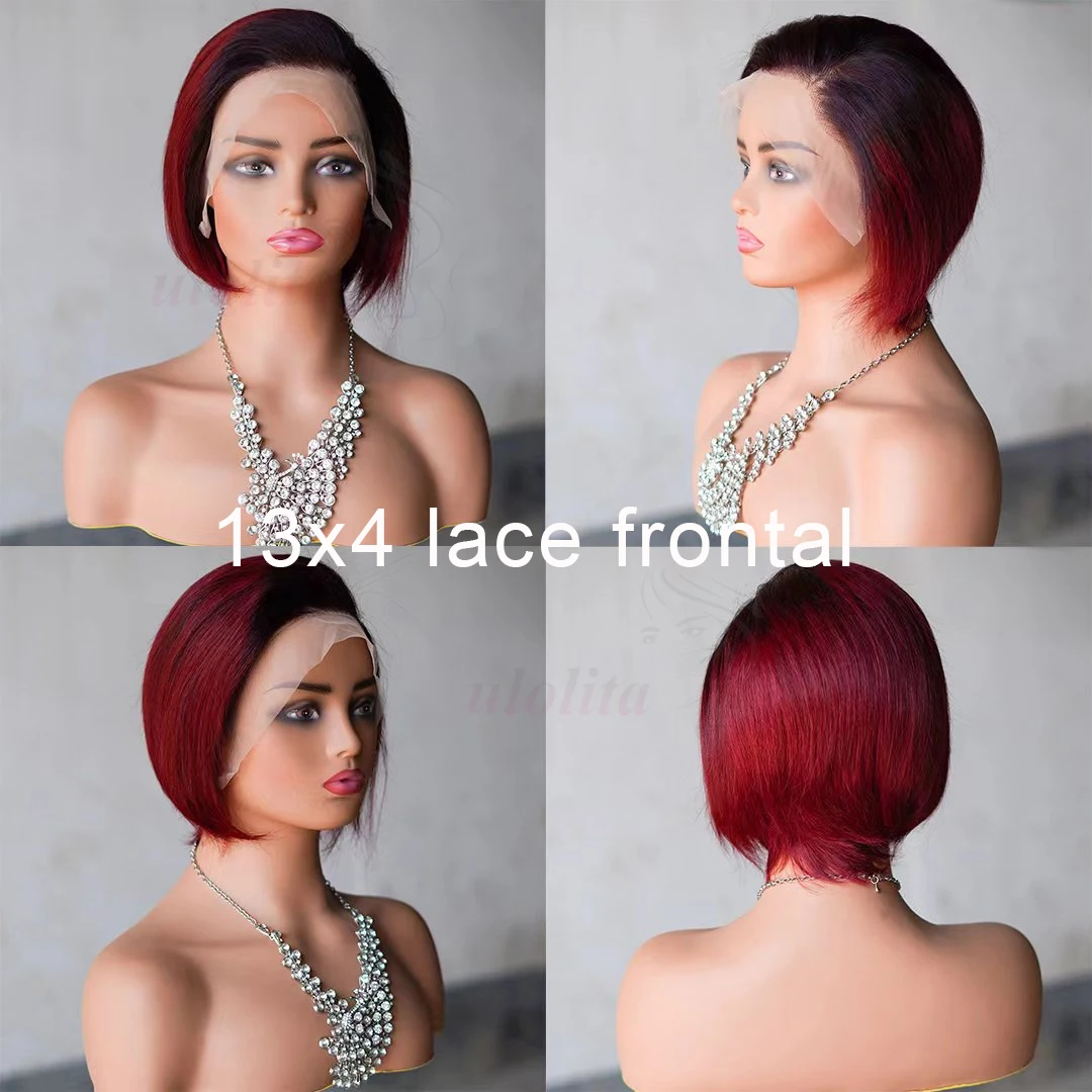 Slide Pixie Cut Perücken aus Echthaar 13x4 Lace Front Perücken Kurze Bob-Perücke Brasilianisches Glattes HD Lace Frontal Echthaar-Perücke 200 Dichte – Detail 14