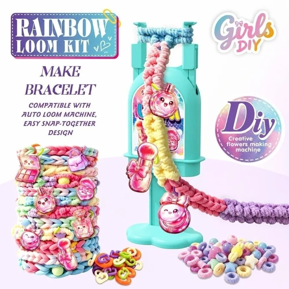 Handmade Rainbow Loom Kit DIY Colorful Beads Bracelets String Maker Kit Convenient Easy To Use DIY Bracelet Weaving Machine