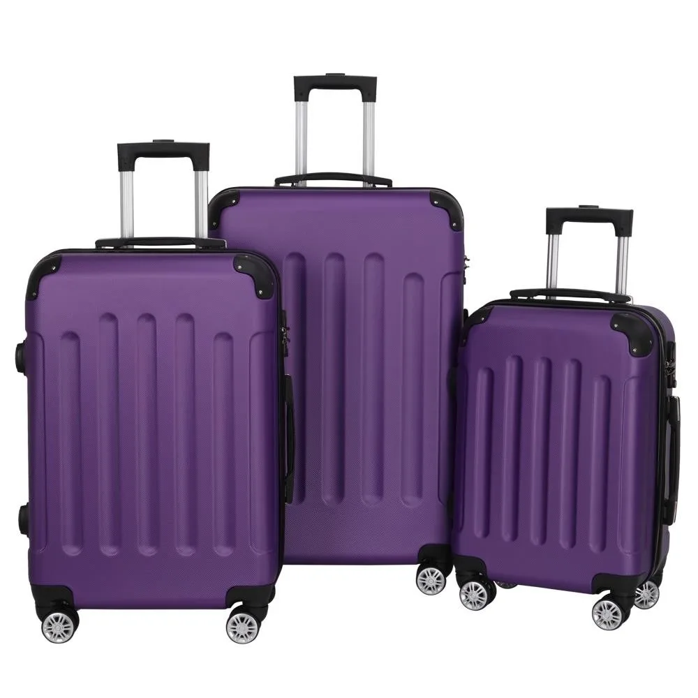 

3PCS 20/24/28" Luggage Travel Set Bag TSA Lock Trolley Carry On Suitcase Purple