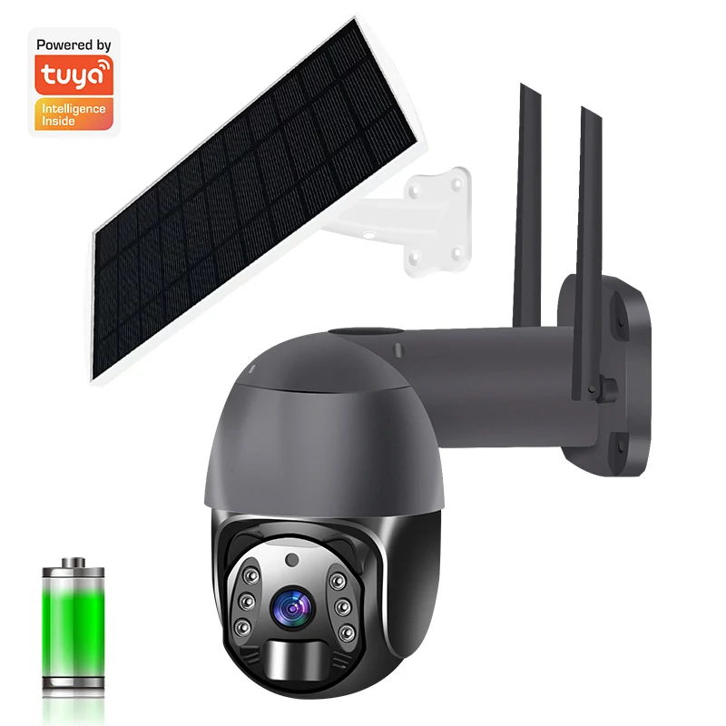 4MP Solar PTZ Camera Starlight day and night full color wifi 4G network solar battery security camera