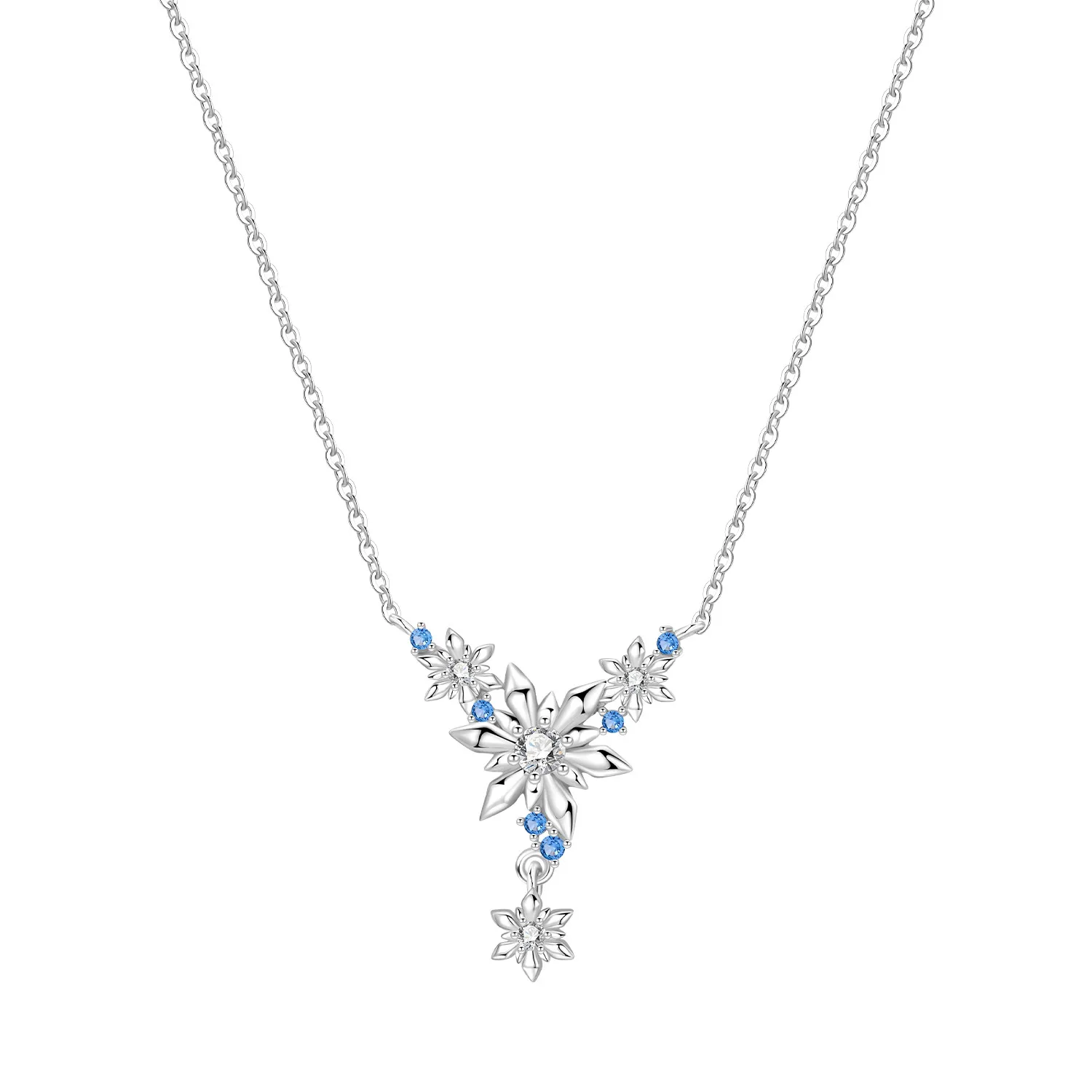 925 Sterling Silber Weihnachtsanhänger Halskette, Stechpalmenblatt-Schneeflocken-Charm-Halskette, Festlicher Weihnachtsschmuck, Geschenk für die Feiertage – Detail 1