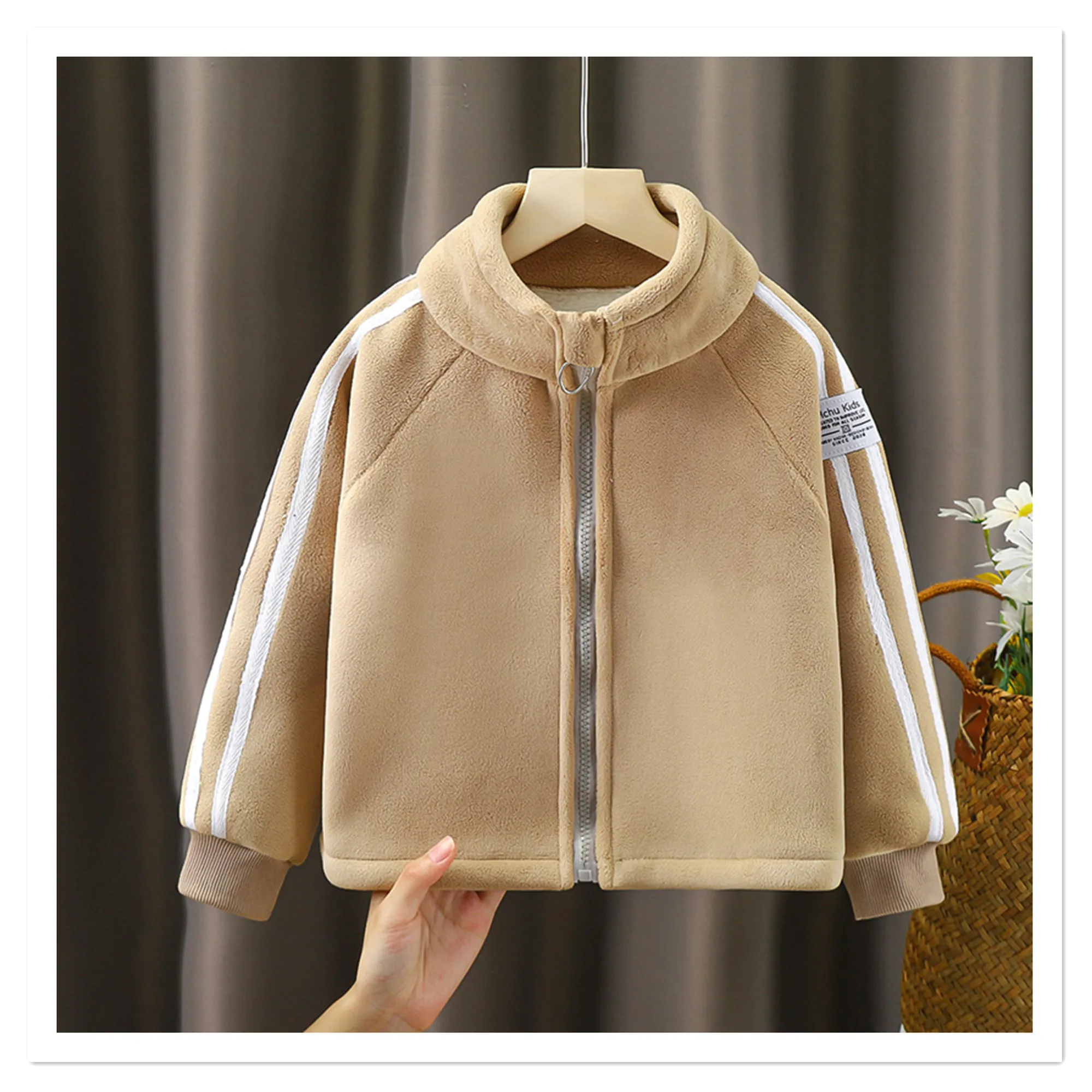 New Children's Austen Fleece Coat for Men and Women, Mid to Big Children, Baby, Autumn and Winter, Thickened Warm Top, Standing