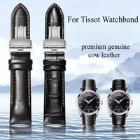 Genuine Leather Watchband for Tissot Couturier T035 Curved Interface Stainless Steel Buckle Waterproof Strap Black Orange