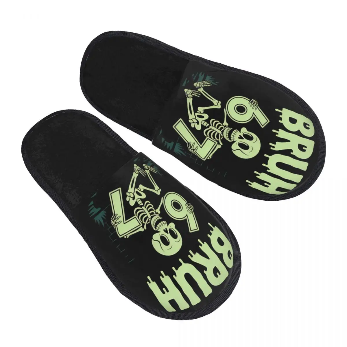 

Bruh 67 Six Seven 6-7 Funny Brainrot Meme Slippers for Women Men House Shoes Warm Indoor Slippers