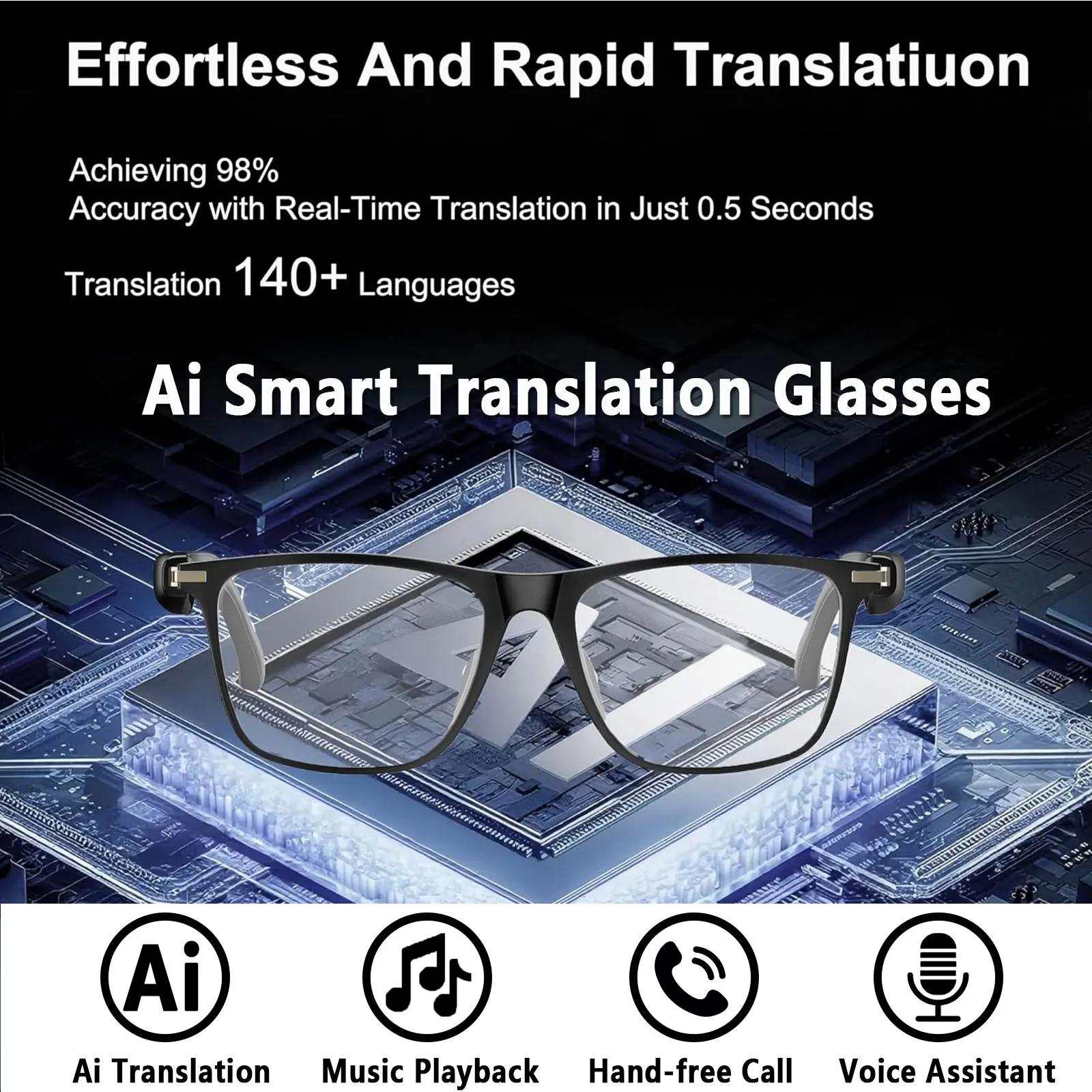 

Умные аудиоочки, перевод в реальном времени через приложение, фотохромные линзы, воспроизведение Hi-Fi музыки, и функция шумоподавления при голосовых вызовах.