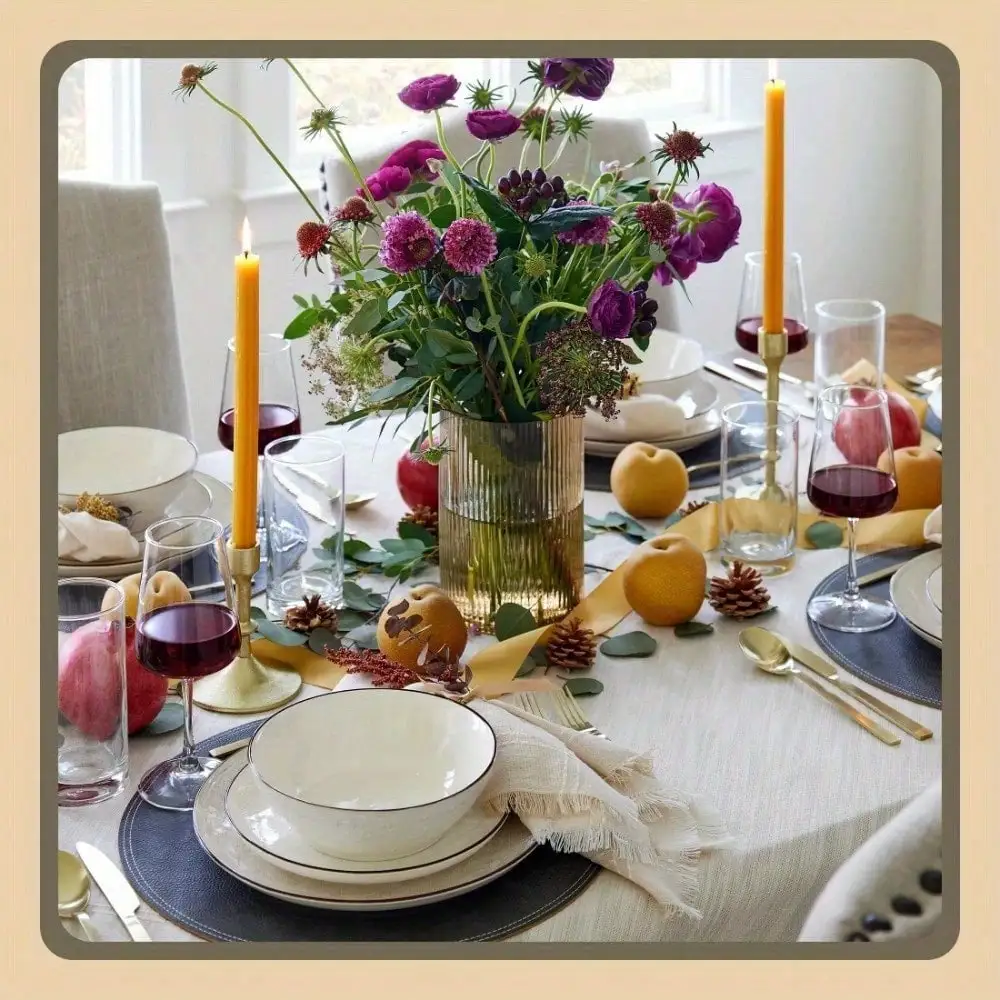 

20 x 20 полосатых бежевых тканевых салфеток, которые добавляют простое очарование к вашему столу, чтобы создать идеальную настройку обеденного стола для вас.