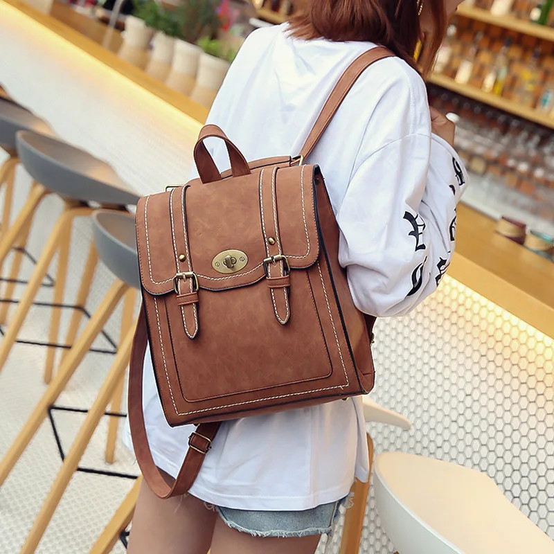 

New Fashion Trend PU Leather One Shoulder Oblique Straddle Bag Casual Large Capacity Backpack College Schoolbag Girls' Backpack