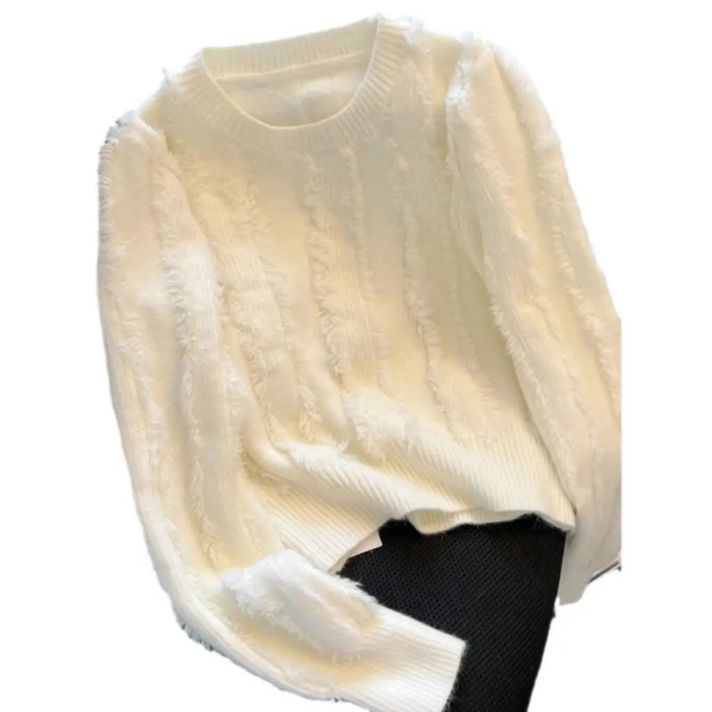 

Women's Lazy Style Tassel Knitted Sweater Autumn Winter Thickened Outer Wear Base Top All-match Niche Design