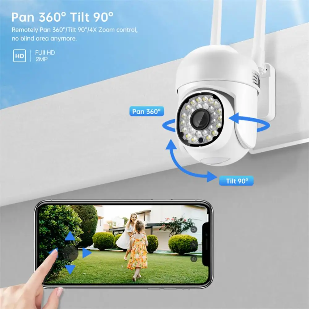 YI IOT 1080P WiFi 2MP Outdoor PTZ IP 4X Digital Zoom Camera Home Security Auto Tracking Human Detection CCTV Video Surveillance