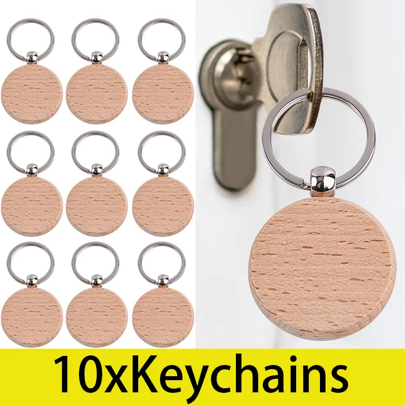 

10Pcs Wood Keychain Blank Wooden Blank Keychains Unfinished Blanks Wood Keychains Key Tag